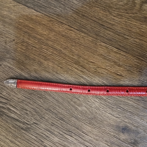 Brighton Croc Embossed Red Leather Heart Charm Belt. - Picture 6 of 13